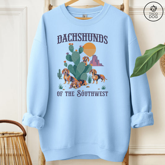 Dachshund of the Southwest Sweatshirt Light Blue Taco-Dog