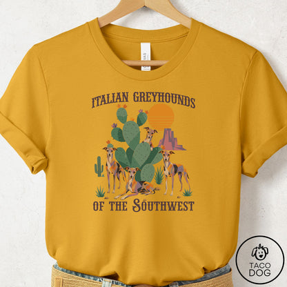 Italian Greyhound Whippet of the Southwest T-Shirt Mustard Taco-Dog