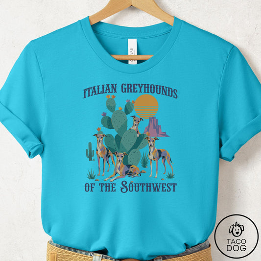 Italian Greyhound Whippet of the Southwest T-Shirt Turquoise Taco-Dog