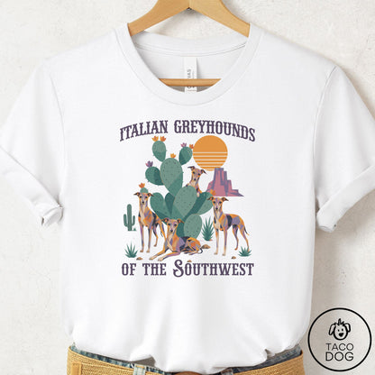 Italian Greyhound Whippet of the Southwest T-Shirt White Taco-Dog