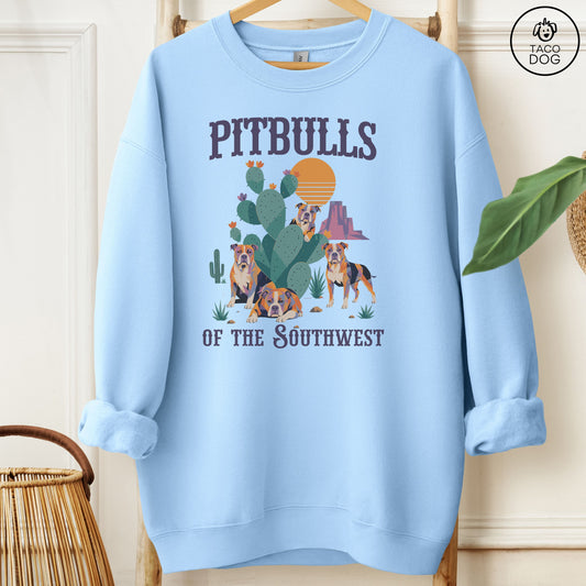 Pitbull of the Southwest Sweatshirt Light Blue Taco-Dog