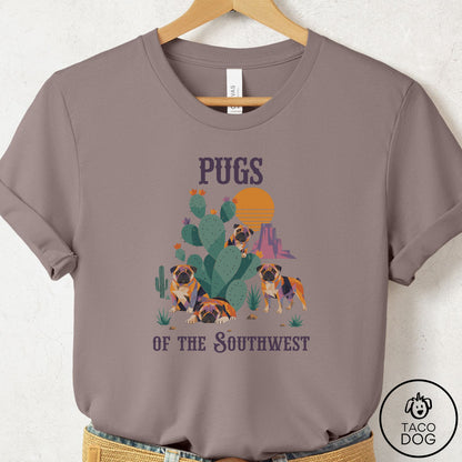Pug of the Southwest T-Shirt Pebble Brown Taco-Dog