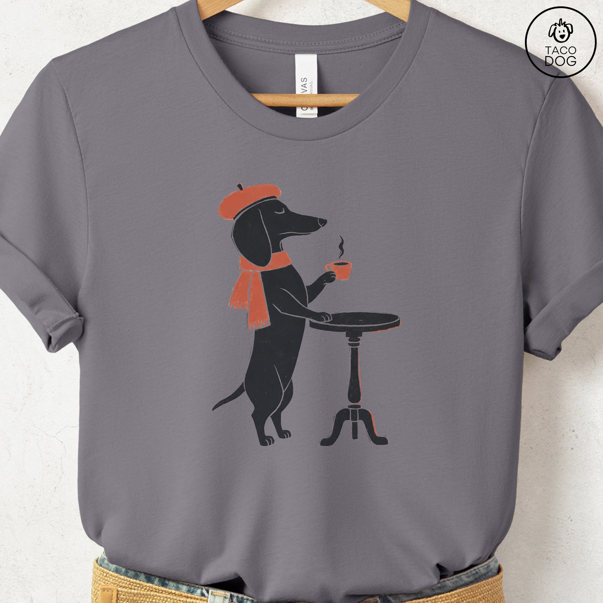 Dachshund Paris Linocut Tee Storm S Taco-Dog