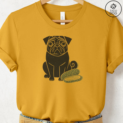 Pug Pickles Linocut Tee Mustard S Taco-Dog