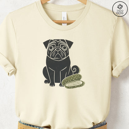 Pug Pickles Linocut Tee Natural S Taco-Dog