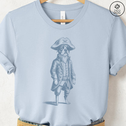 Boston Terrier Pirate T-Shirt Light Blue S Taco-Dog