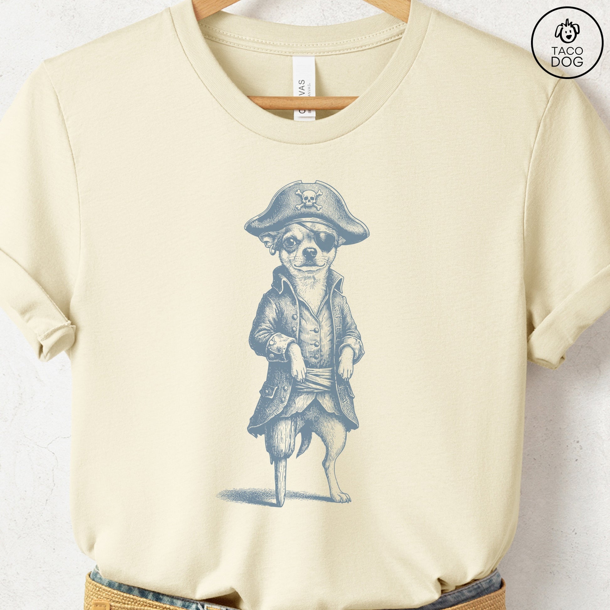 Chihuahua Pirate T-Shirt Natural S Taco-Dog