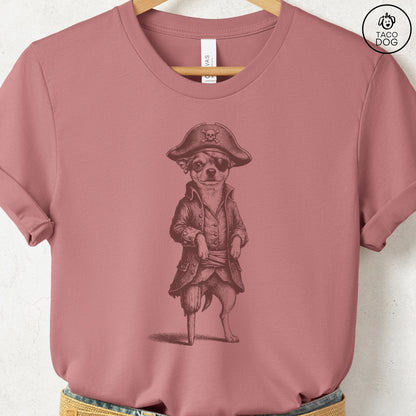 Chihuahua Pirate T-Shirt Heather Mauve S Taco-Dog