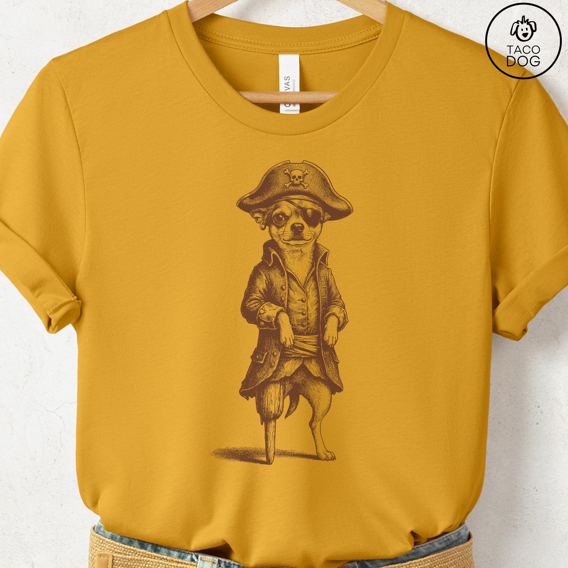 Chihuahua Pirate T-Shirt Mustard S Taco-Dog