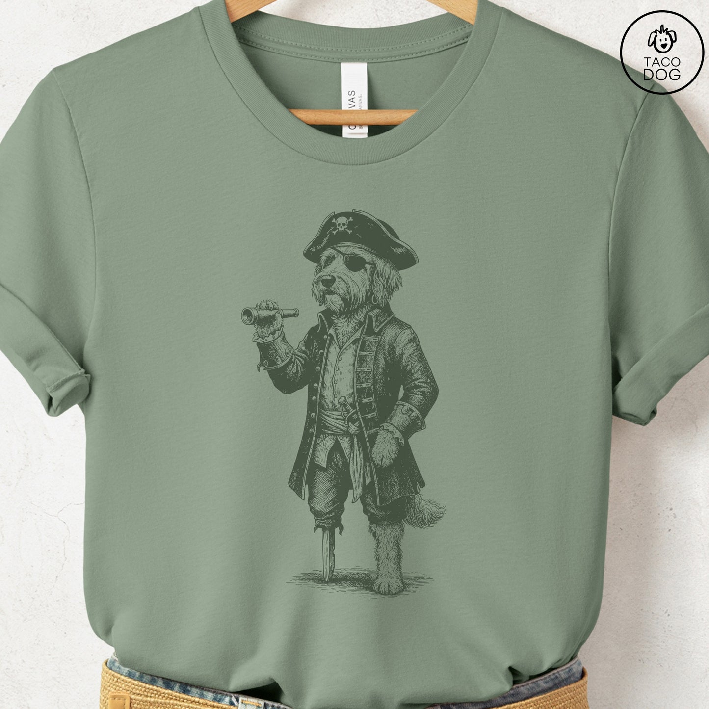 Doodle Pirate T-Shirt Sage S Taco-Dog