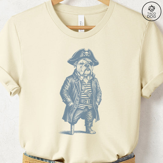 English Bulldog Pirate T-Shirt Natural S Taco-Dog