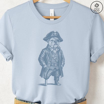 English Bulldog Pirate T-Shirt Light Blue S Taco-Dog
