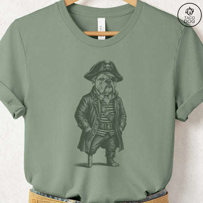 English Bulldog Pirate T-Shirt Sage S Taco-Dog