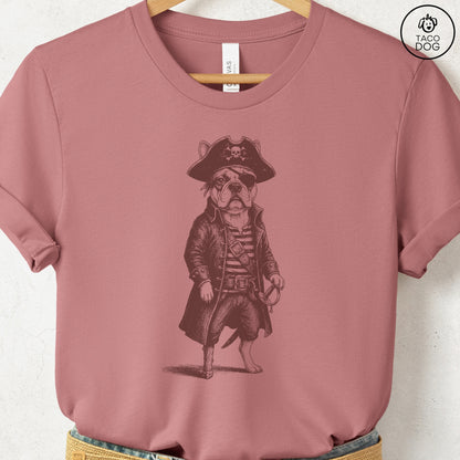 French Bulldog Frenchie Pirate T-Shirt Heather Mauve S Taco-Dog