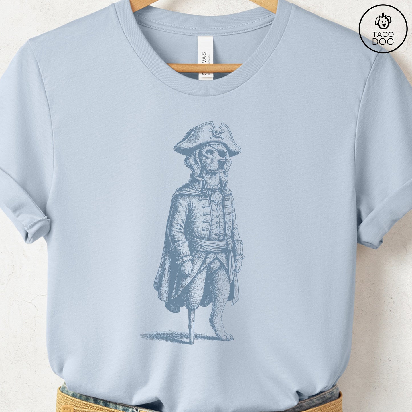 Poodle Pirate T-Shirt Light Blue S Taco-Dog