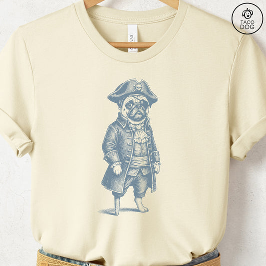 Pug Pirate T-Shirt Natural S Taco-Dog