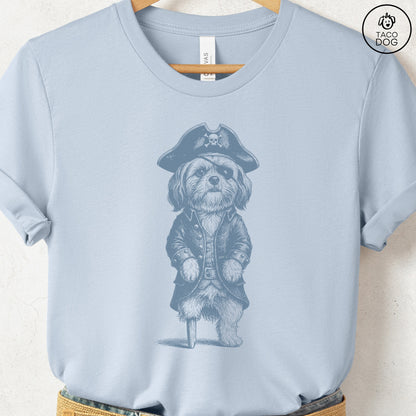Shih Tzu Pirate T-Shirt Light Blue S Taco-Dog