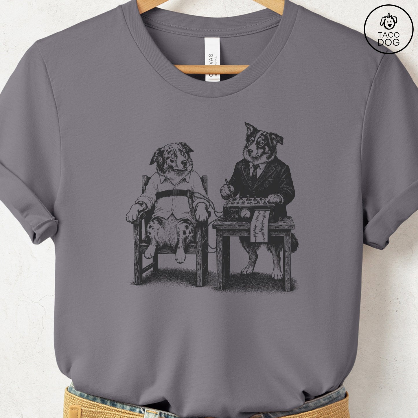 Australian Shepherd Polygraph T-Shirt Storm Taco-Dog