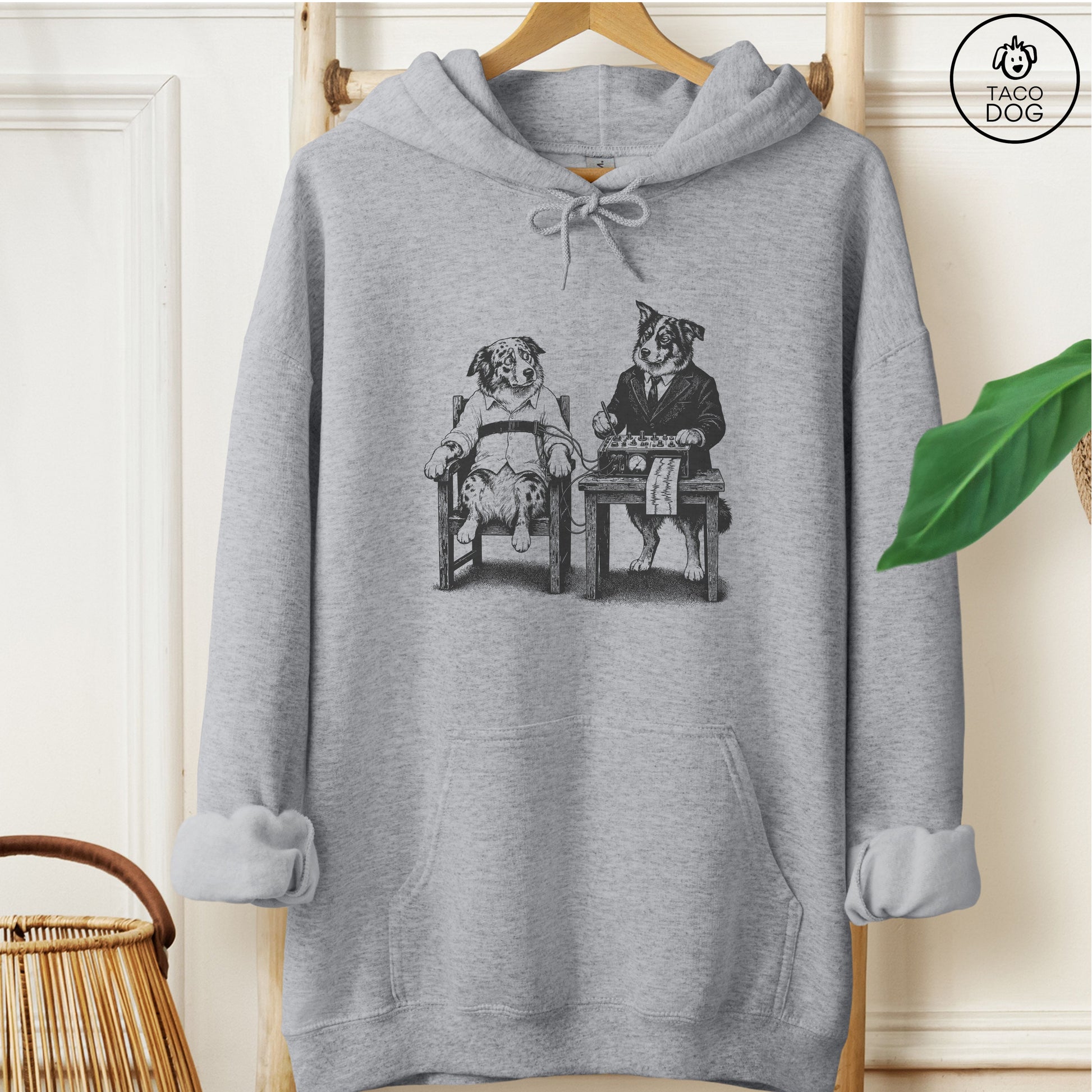 Australian Shepherd Polygraph Hoodie Graphite Heather Taco-Dog