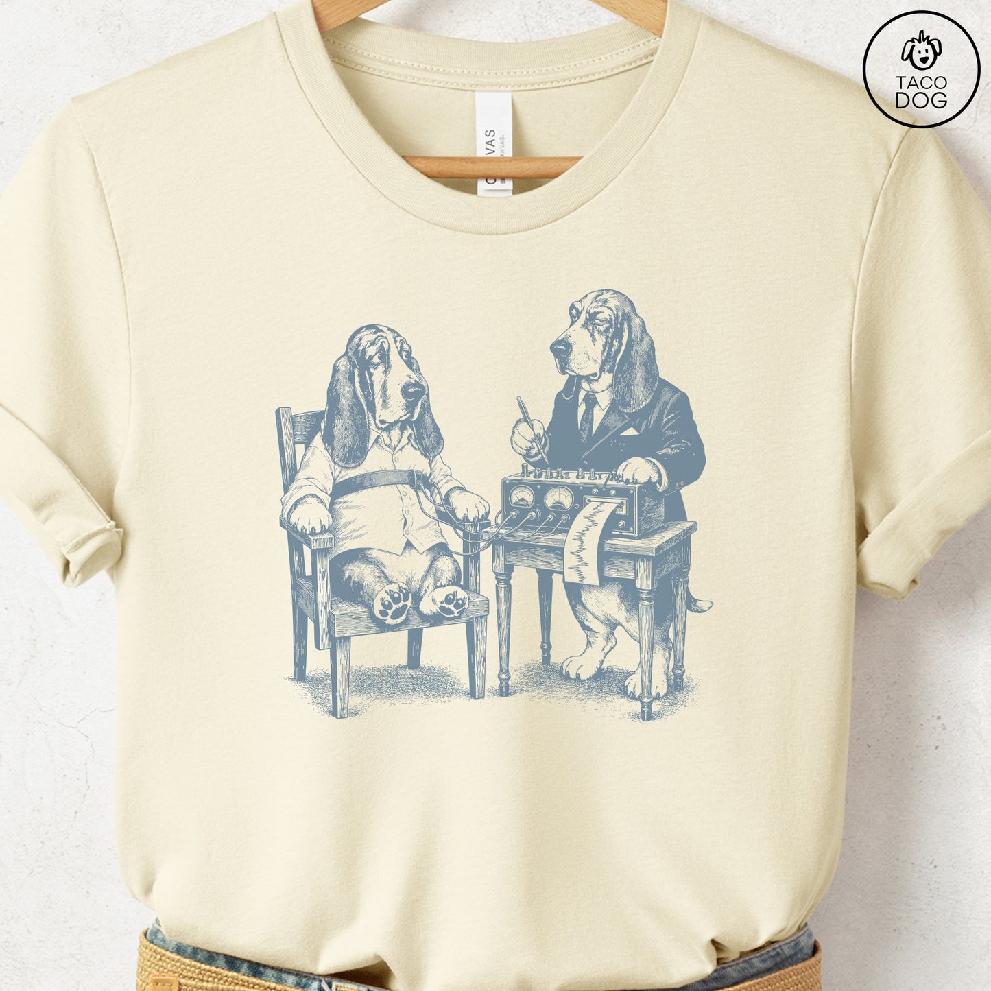 Basset Hound Polygraph T-Shirt Natural Taco-Dog