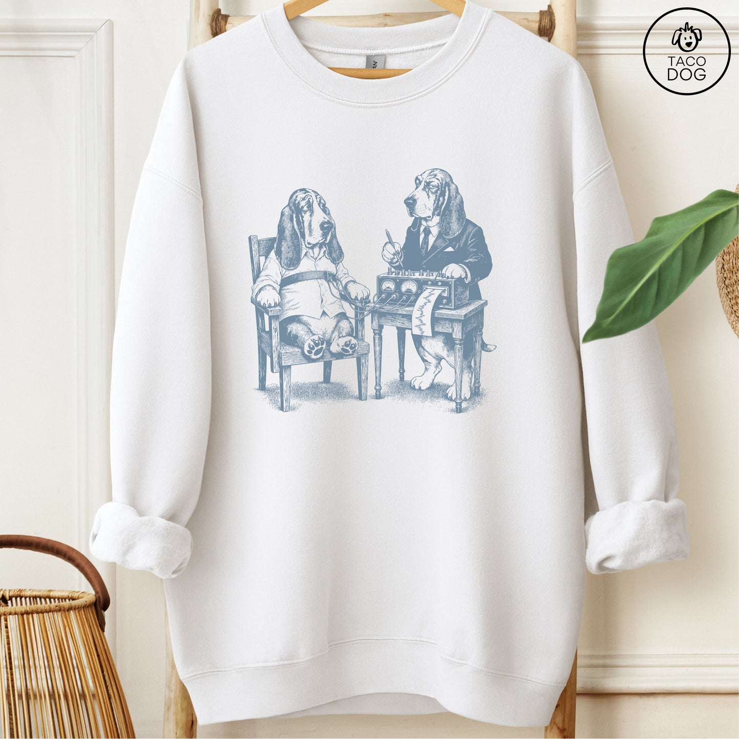 Basset Hound Polygraph Sweatshirt White Taco-Dog