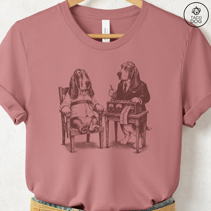 Basset Hound Polygraph T-Shirt Heather Mauve Taco-Dog