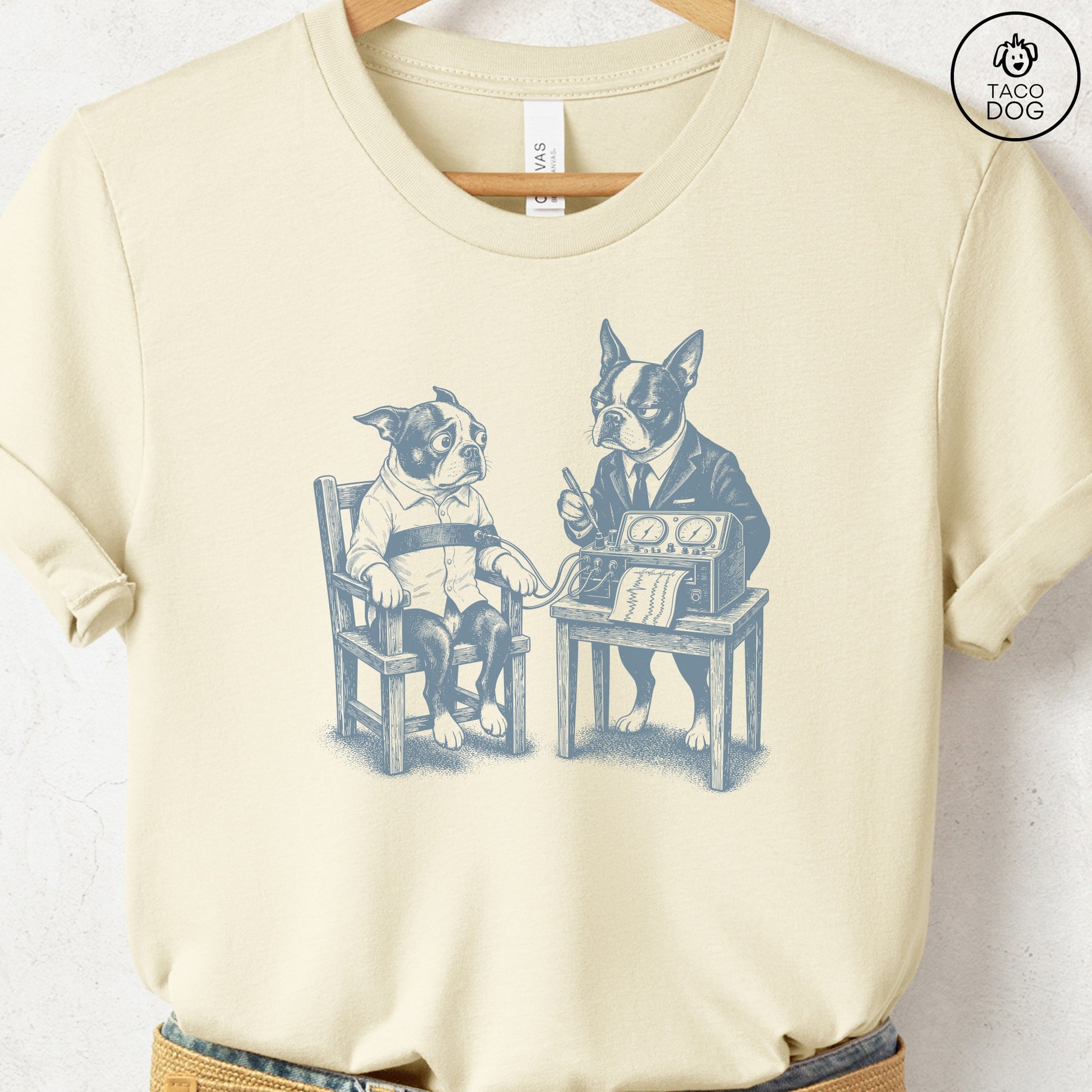 Boston Terrier Polygraph T-Shirt Natural Taco-Dog