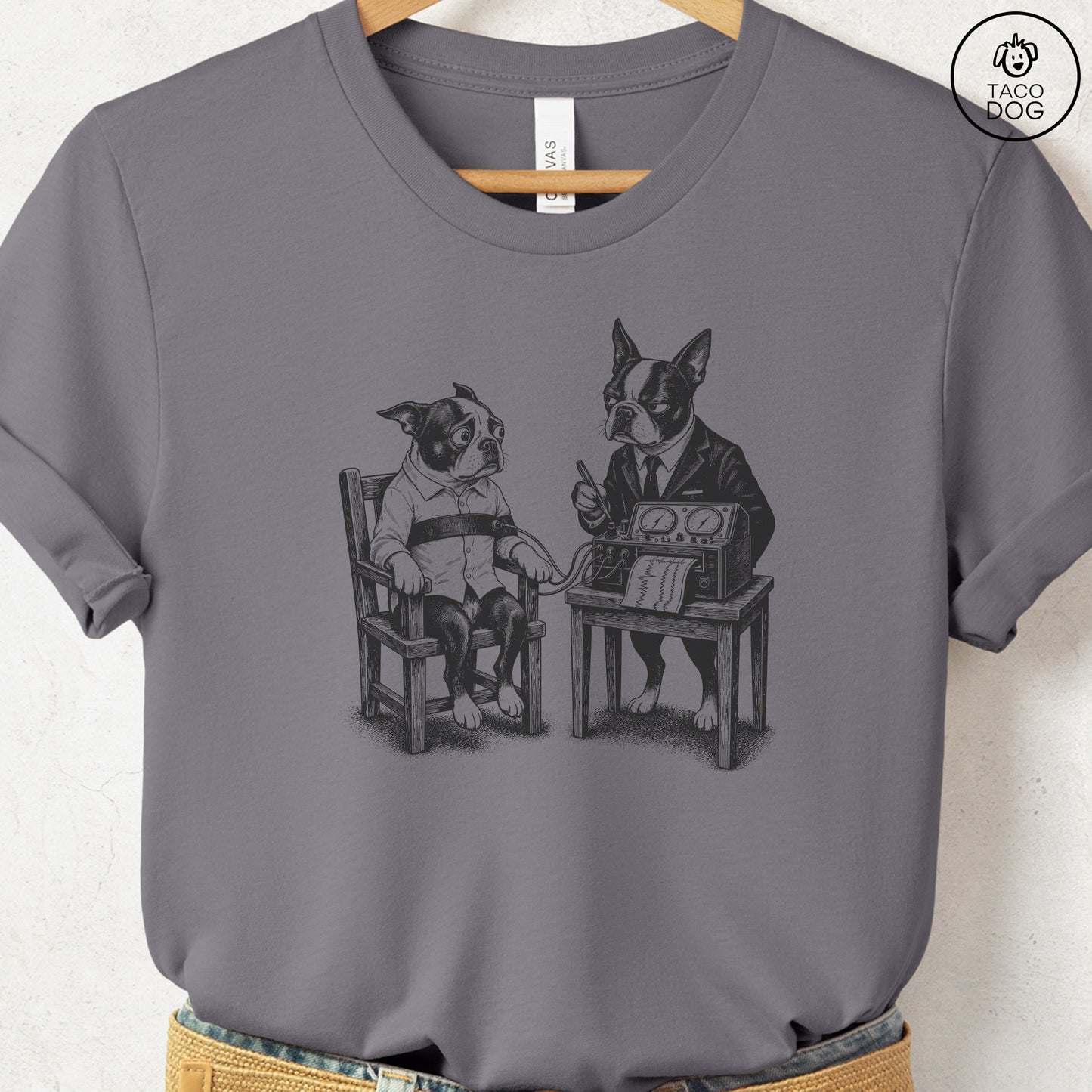 Boston Terrier Polygraph T-Shirt Storm Taco-Dog