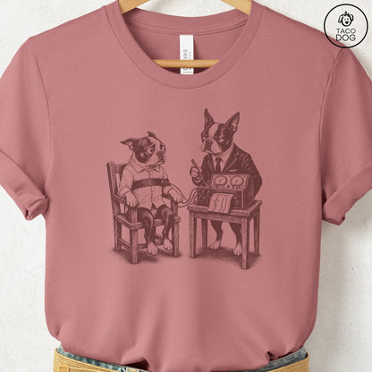 Boston Terrier Polygraph T-Shirt Heather Mauve Taco-Dog
