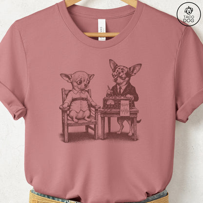 Chihuahua Polygraph T-Shirt Heather Mauve Taco-Dog