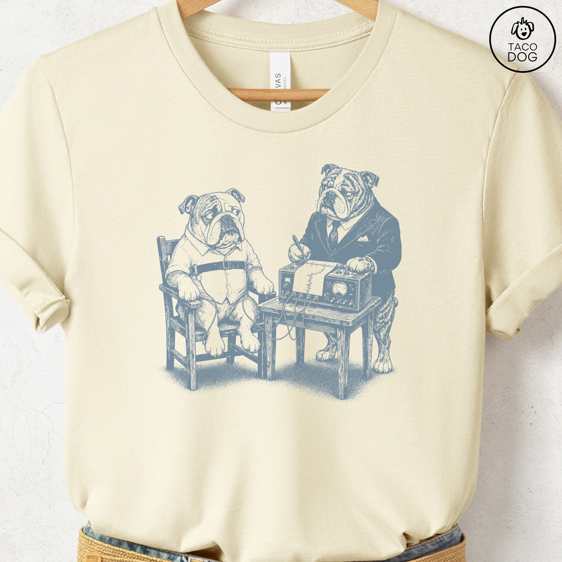 English Bulldog Polygraph T-Shirt Natural Taco-Dog