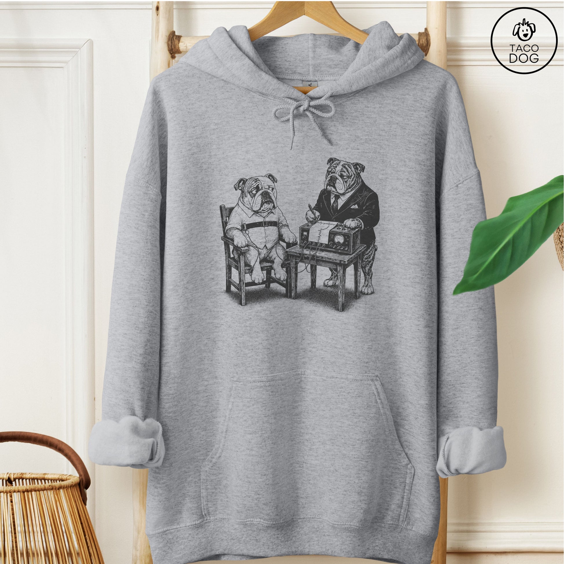 English Bulldog Polygraph Hoodie Graphite Heather Taco-Dog