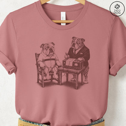 English Bulldog Polygraph T-Shirt Heather Mauve Taco-Dog