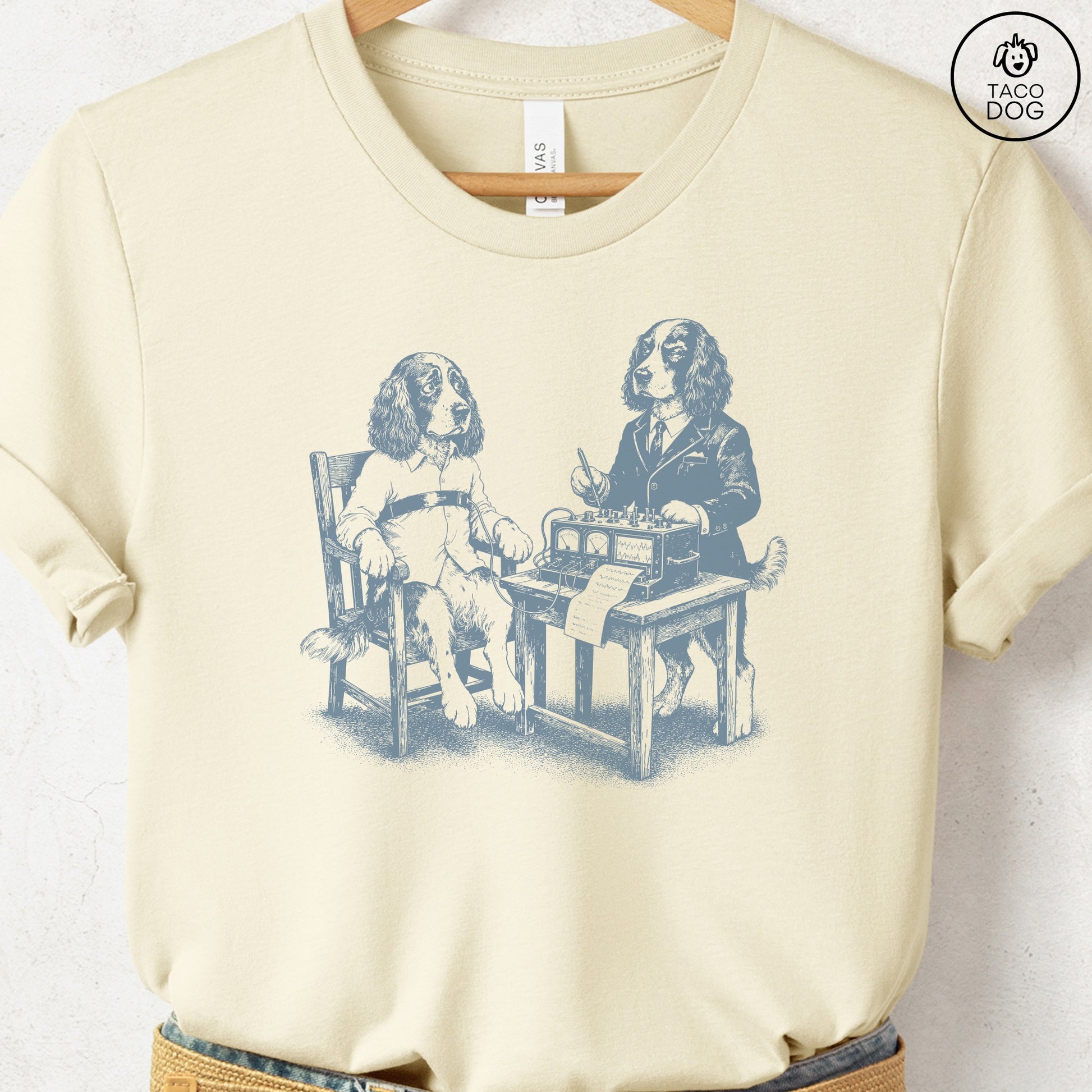Springer Spaniel Polygraph T-Shirt Natural Taco-Dog