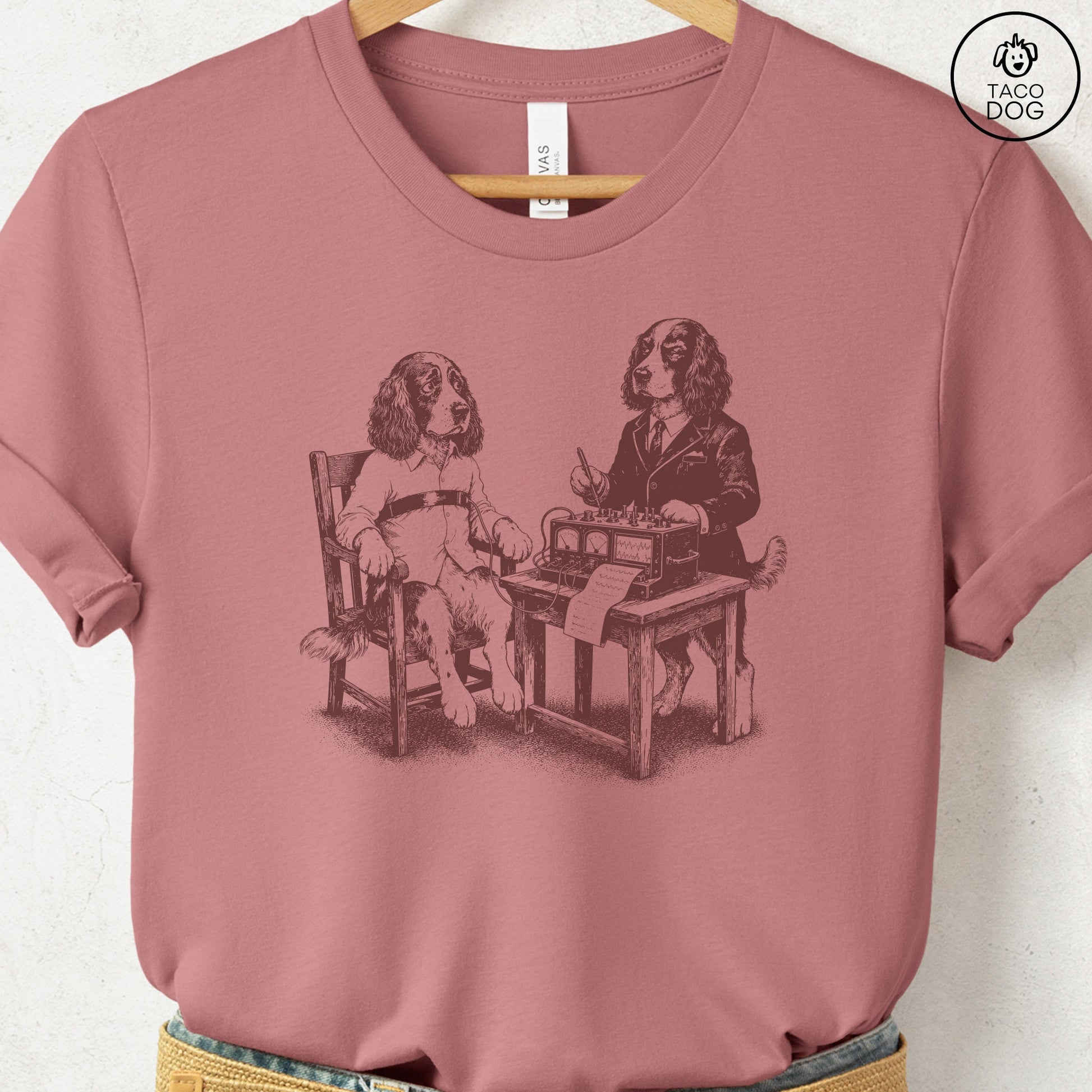 Springer Spaniel Polygraph T-Shirt Heather Mauve Taco-Dog