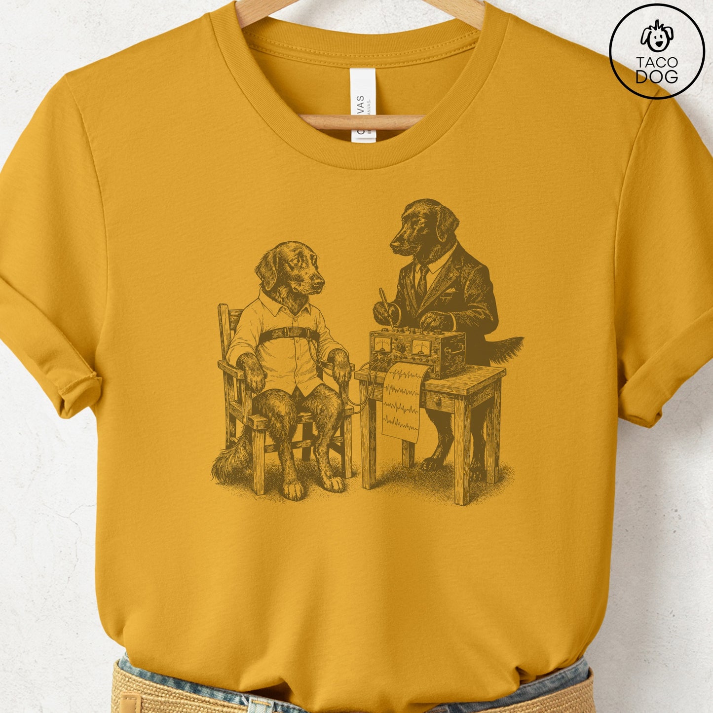 Flat-Coated Retriever Polygraph T-Shirt Mustard Taco-Dog