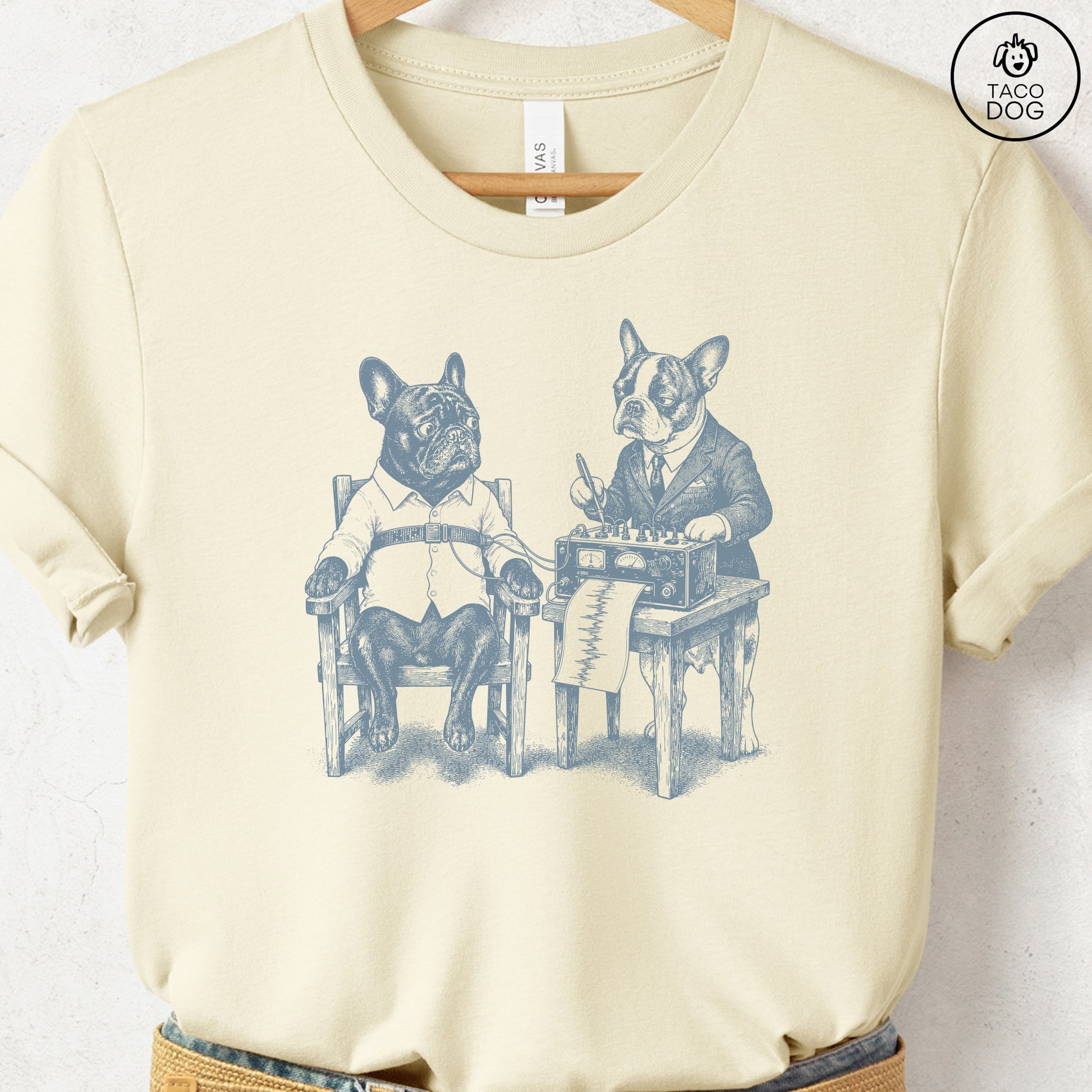 French Bulldog Frenchie Polygraph T-Shirt Natural Taco-Dog