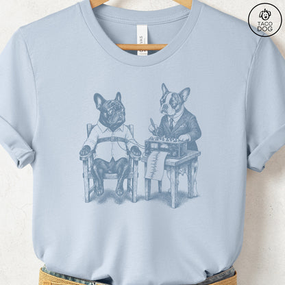 French Bulldog Frenchie Polygraph T-Shirt Light Blue Taco-Dog