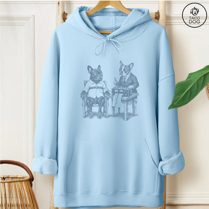 French Bulldog Frenchie Polygraph Hoodie Light Blue Taco-Dog