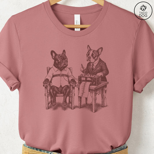 French Bulldog Frenchie Polygraph T-Shirt Heather Mauve Taco-Dog
