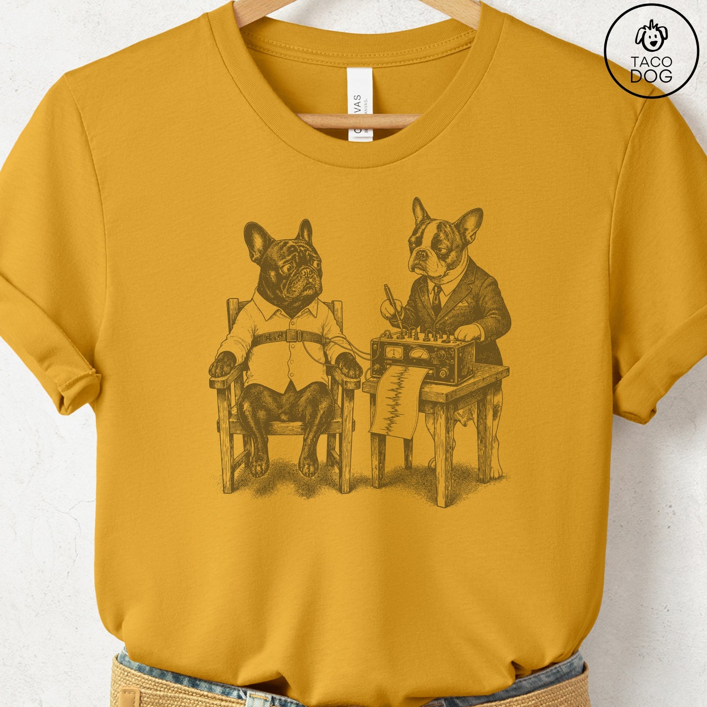 French Bulldog Frenchie Polygraph T-Shirt Mustard Taco-Dog