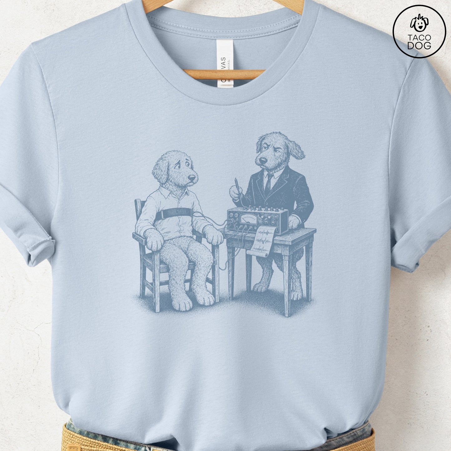 Doodle Polygraph T-Shirt Light Blue Taco-Dog