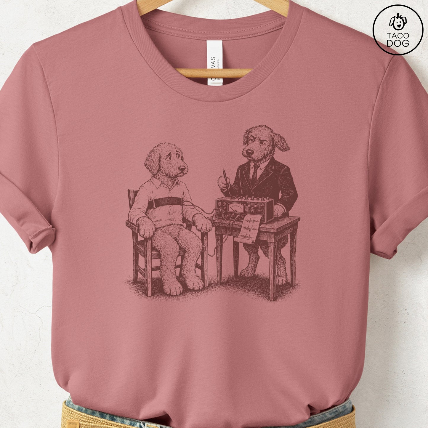 Doodle Polygraph T-Shirt Heather Mauve Taco-Dog