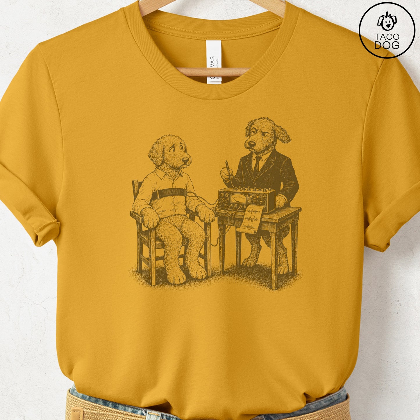 Doodle Polygraph T-Shirt Mustard Taco-Dog