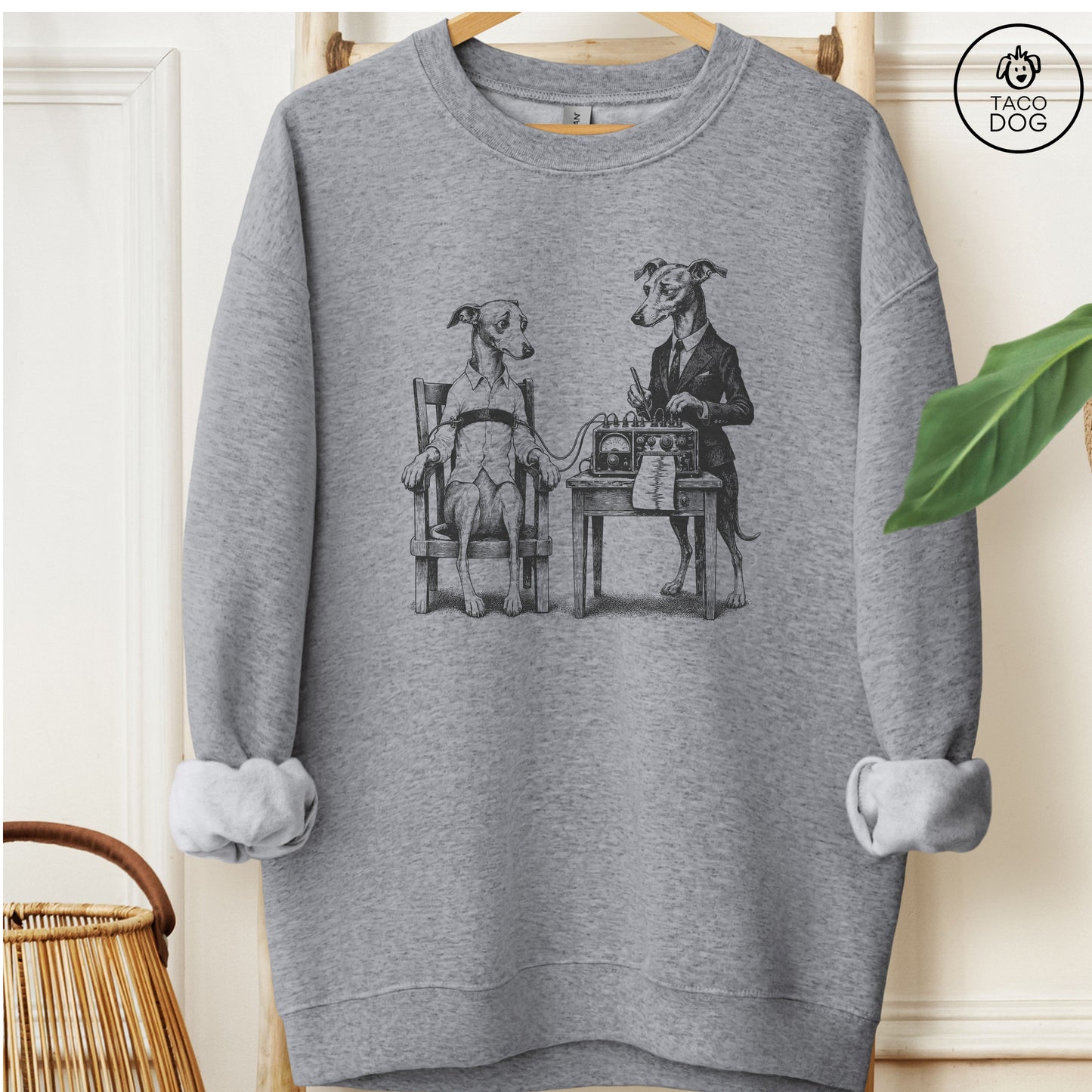 Italian Greyhound Whippet Polygraph Sweatshirt Graphite Heather Taco-Dog