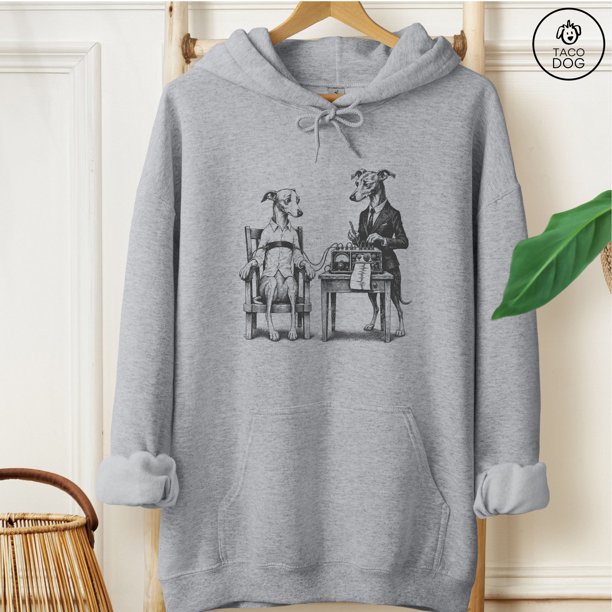 Italian Greyhound Whippet Polygraph Hoodie Graphite Heather Taco-Dog