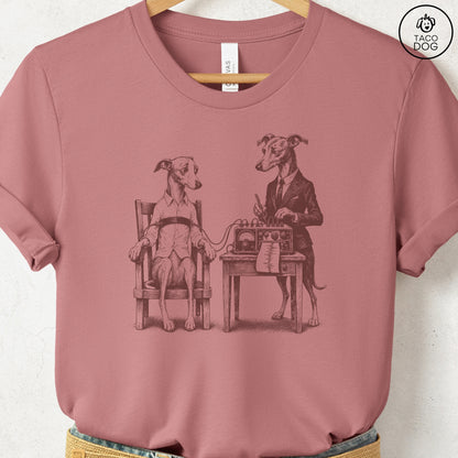 Italian Greyhound Whippet Polygraph T-Shirt Heather Mauve Taco-Dog