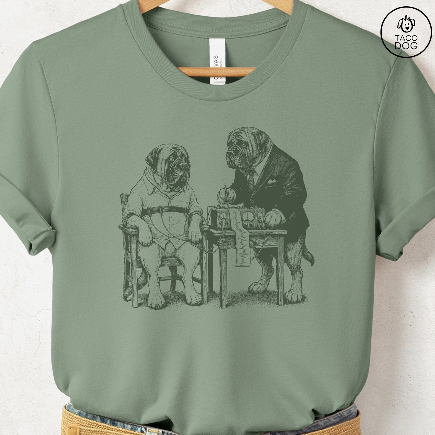 Mastiff Polygraph T-Shirt Sage Taco-Dog