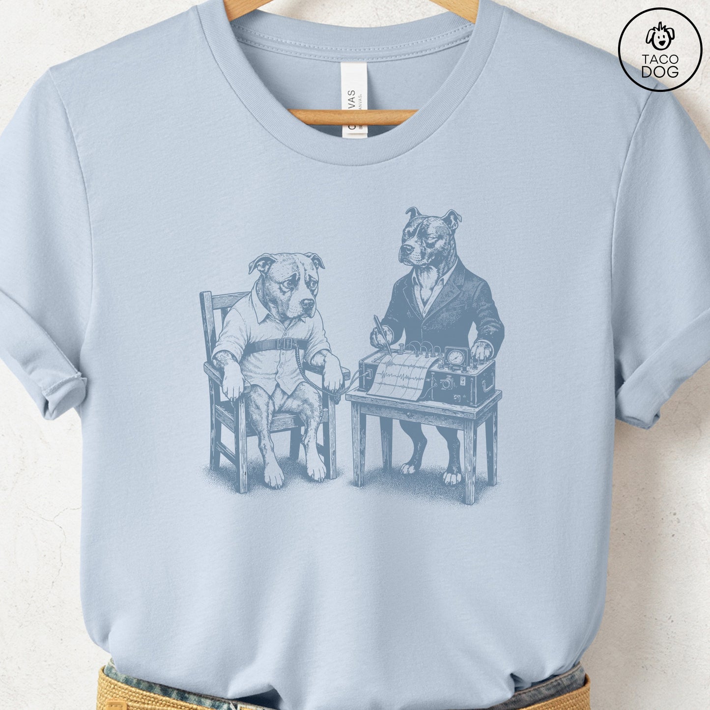 Pitbull Polygraph T-Shirt Light Blue Taco-Dog
