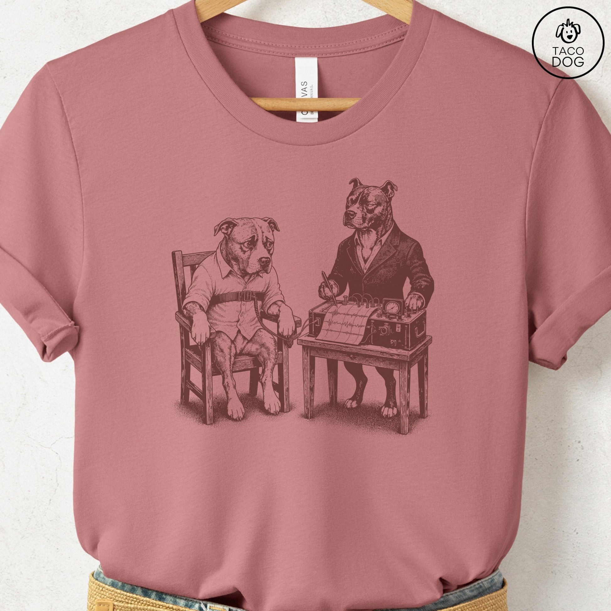 Pitbull Polygraph T-Shirt Heather Mauve Taco-Dog